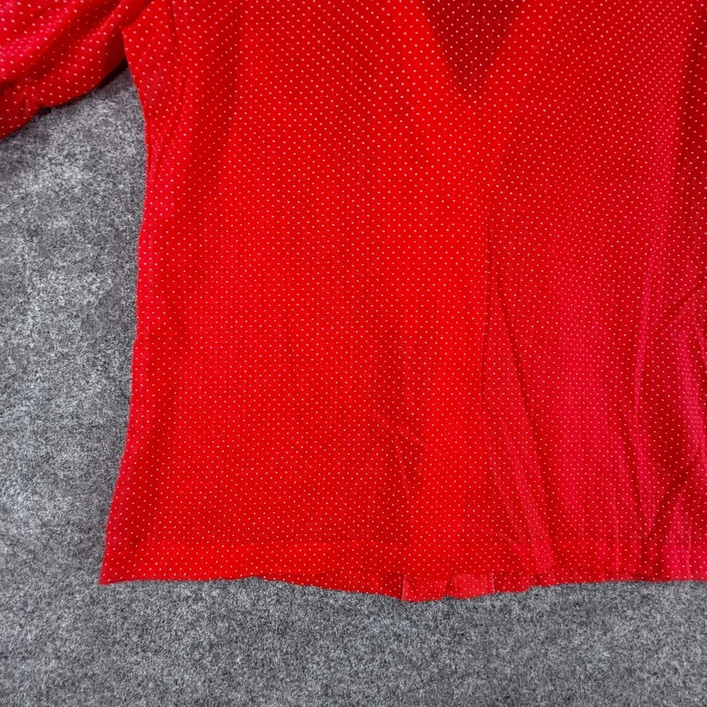 Rhoda Lee Blouse Top Women Small Red Polka Dot Ruffle Neck Button Front Cocktail